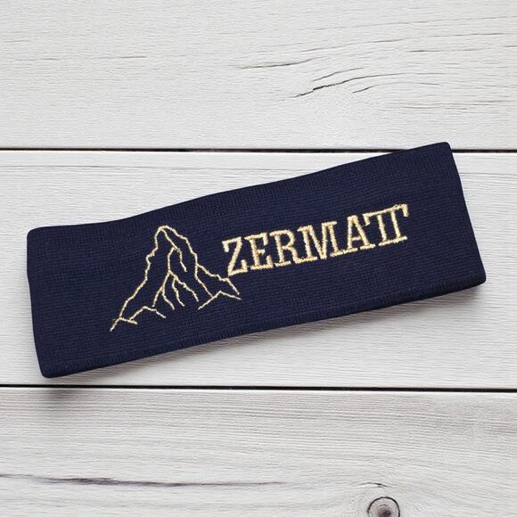 Vintage ZERMATT Switzerland Navy Metallic Headband Warmer Head - Picture 1 of 2